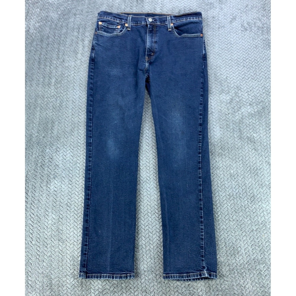 Levis 514 Jeans Men 36x32 (Fits 35x31) Blue Stretch Straight Leg Dark Wash Denim